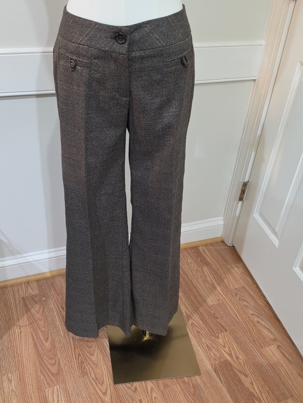 NWT Arden B. Y2K Charcoal Gray Tweed Low-Rise Trousers - Tag Size 6 (Fits 6/8)